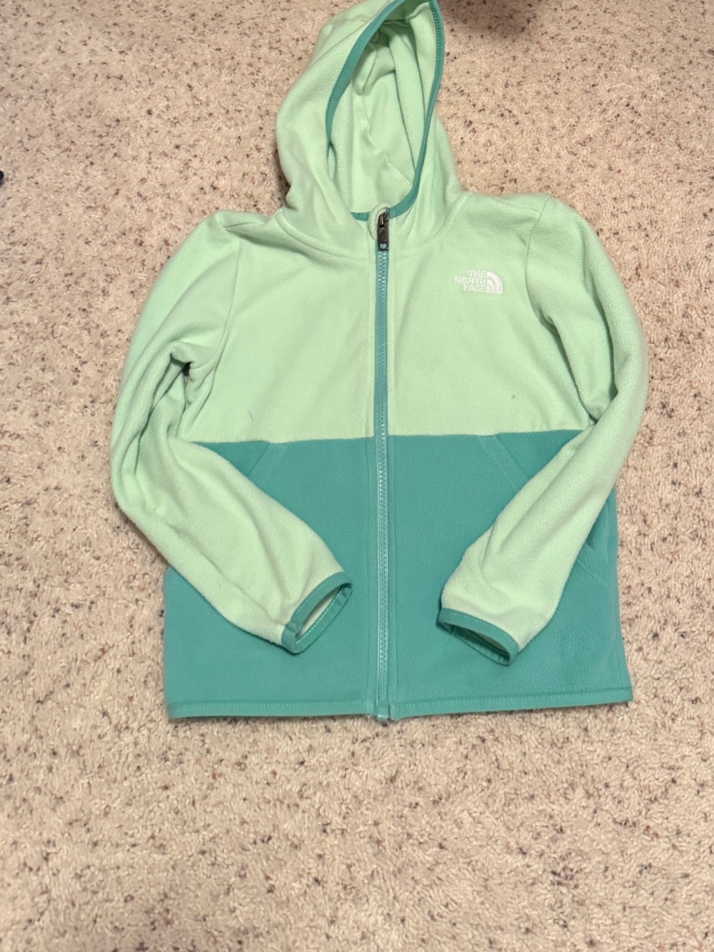 The North Face Girls' Two-Tone Mint & Teal Hooded Fleece Jacket